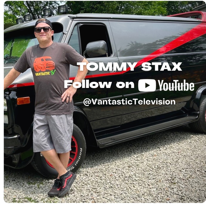 youtuber in front of van